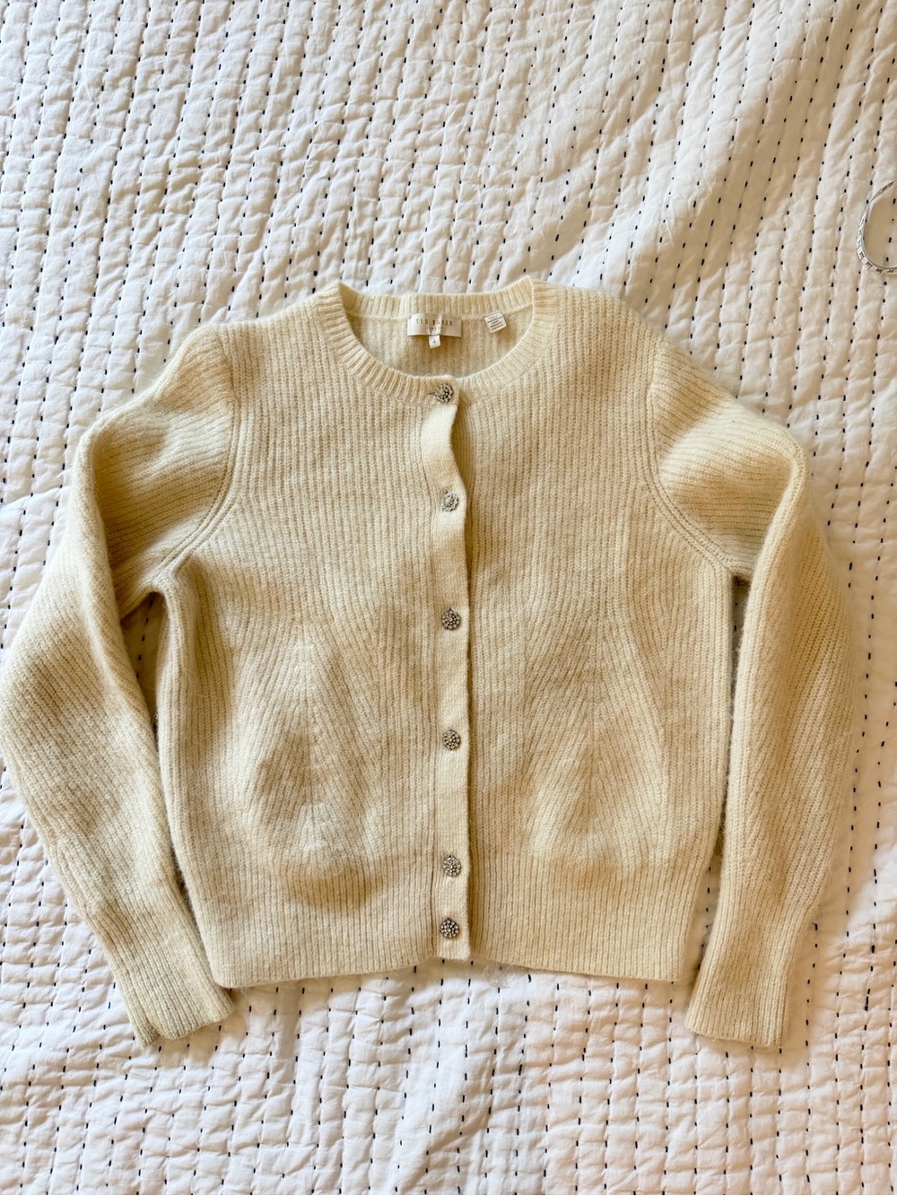 Ted Baker Cream Knit Button-Front Cardigan